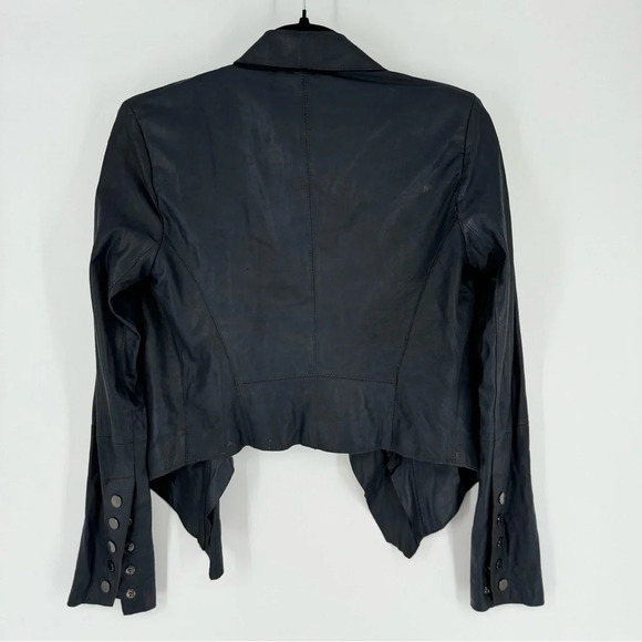 Bod & Christensen Leather Draped Waterfall Biker Moto Jacket - Picture 2 of 6